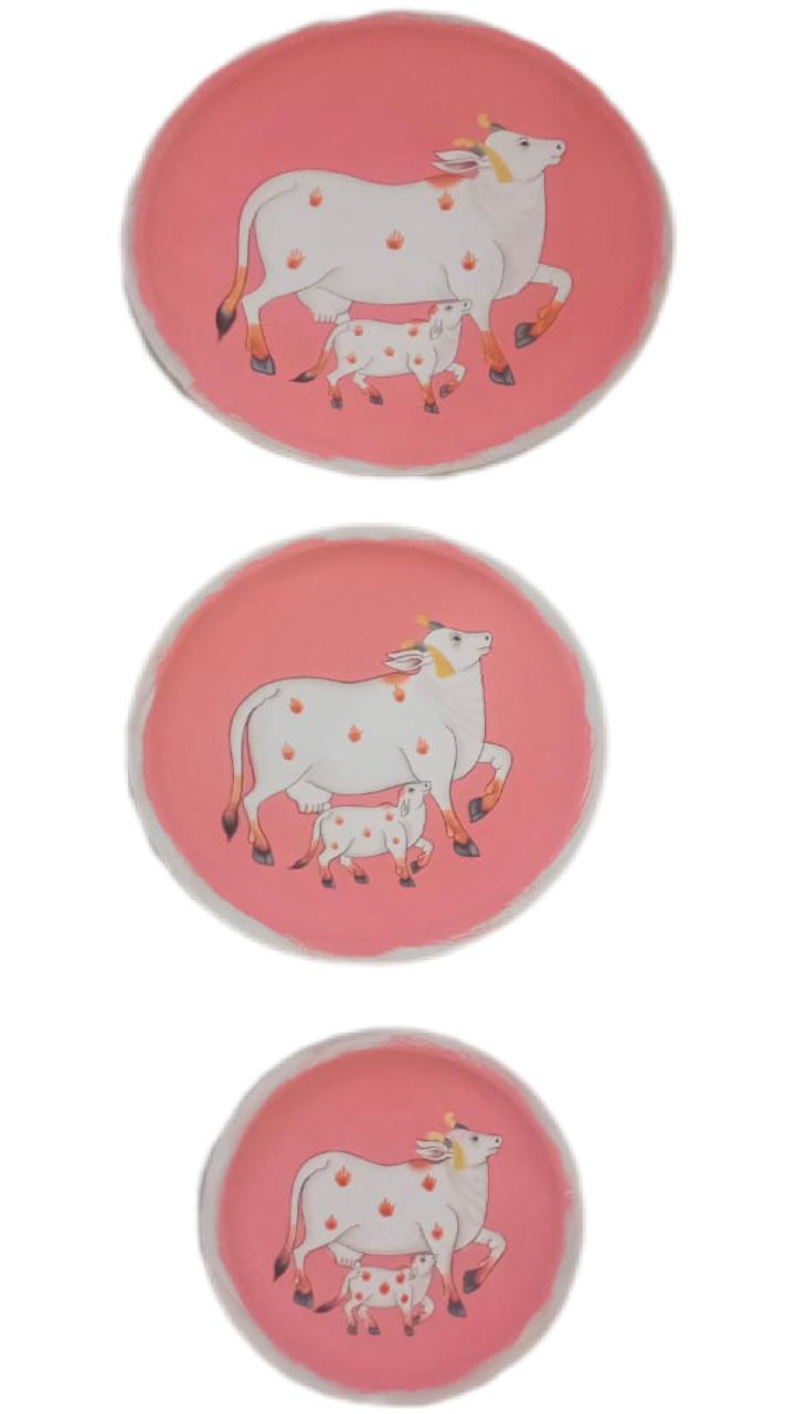 Handcrafted Pichwai Wooden Plates
