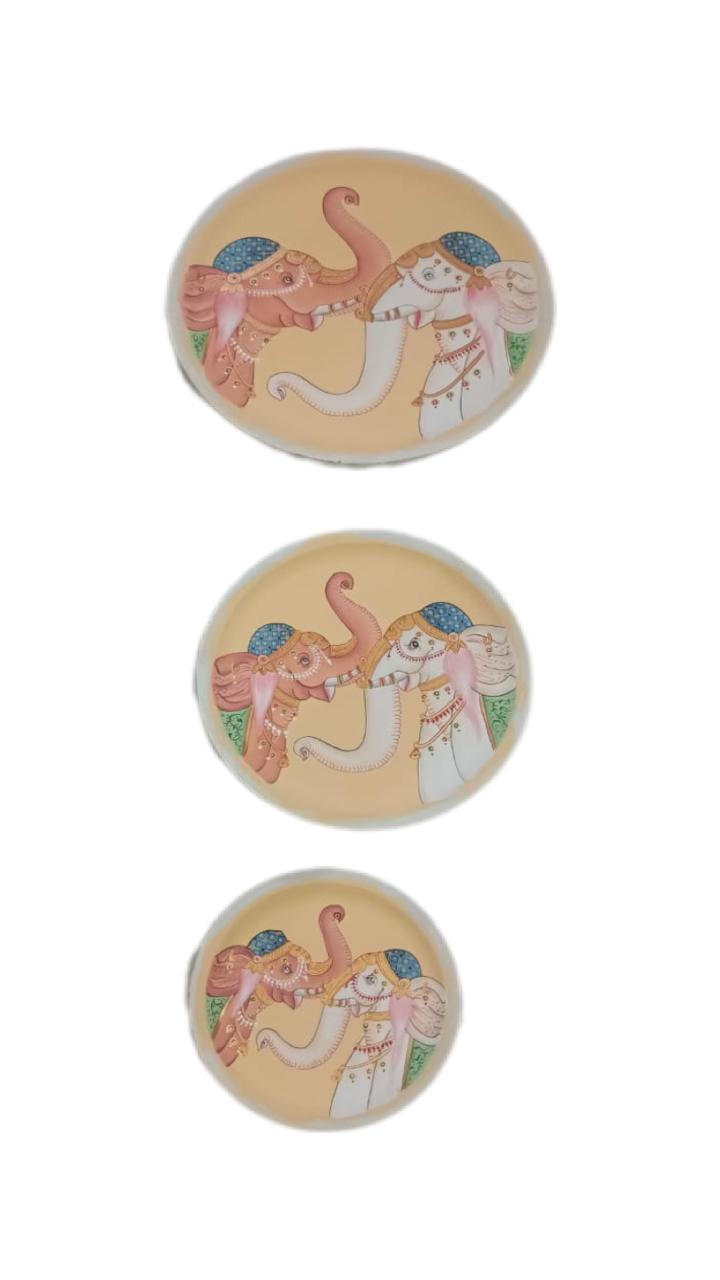 Handcrafted Pichwai Wooden Plates