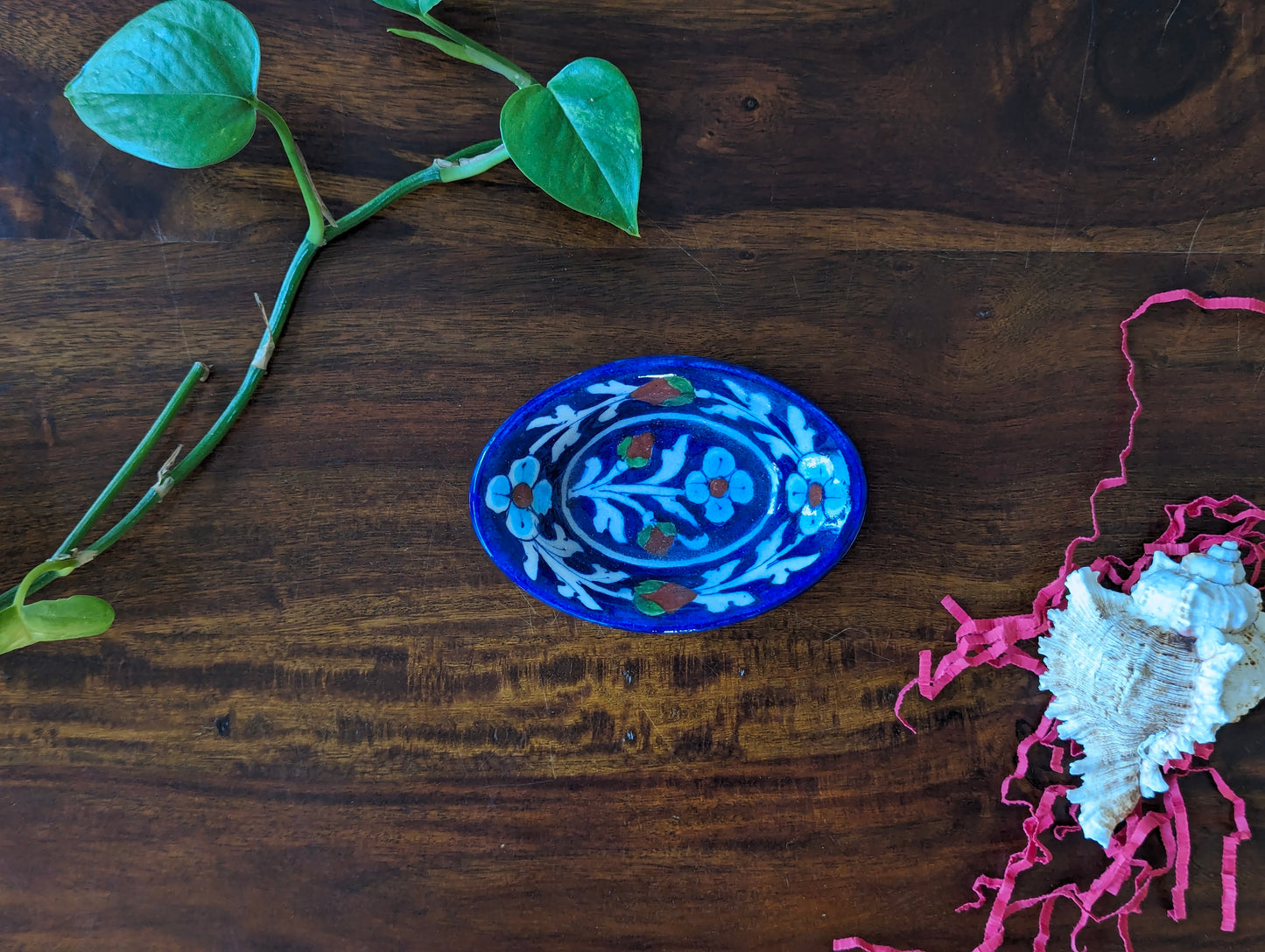 Jaipur Blue Pottery Bowl (Oval Shape)