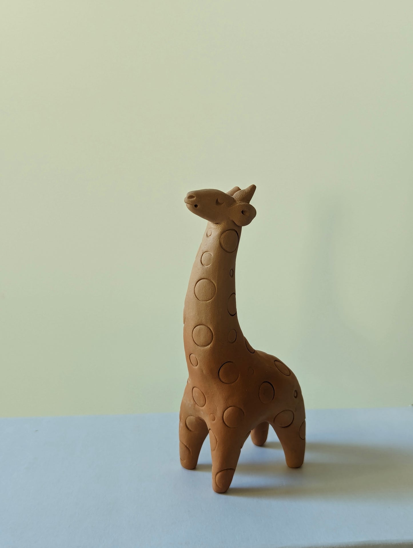 Miniature Handcrafted Terracotta Giraffe Sculpture